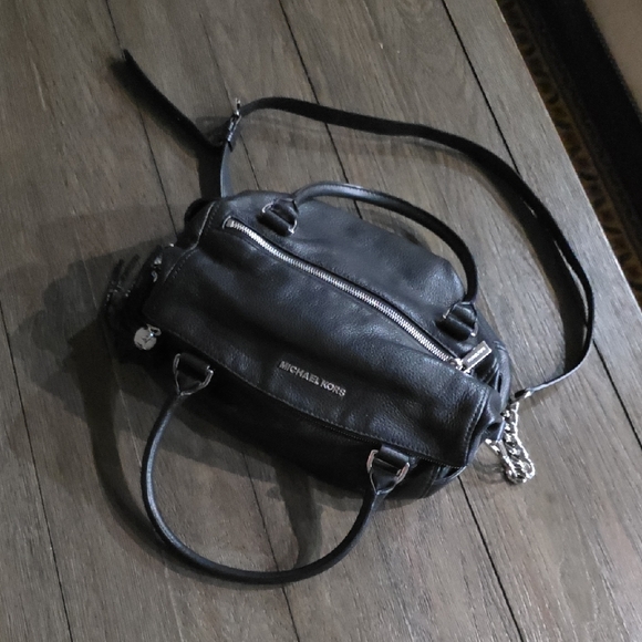 Michael Kors Black Satchel with Silver Chain Accents
